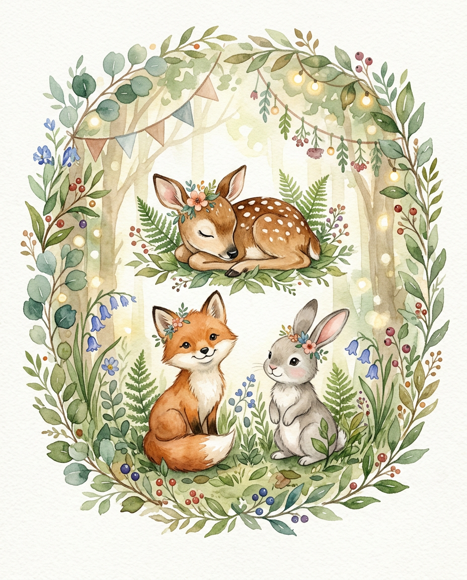 Woodland Baby - baby shower card invitation design preview