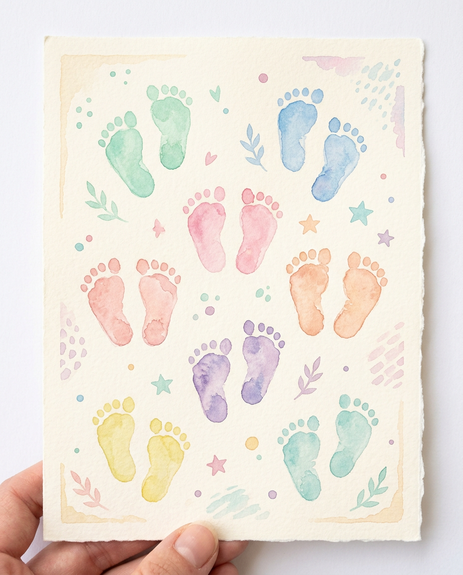 Tiny Feet - baby shower card invitation design preview