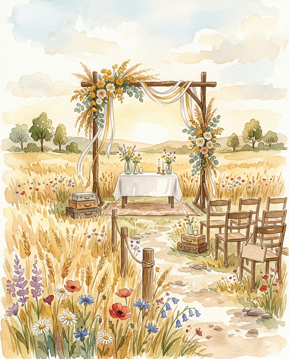 Golden Fields - wedding card invitation design preview
