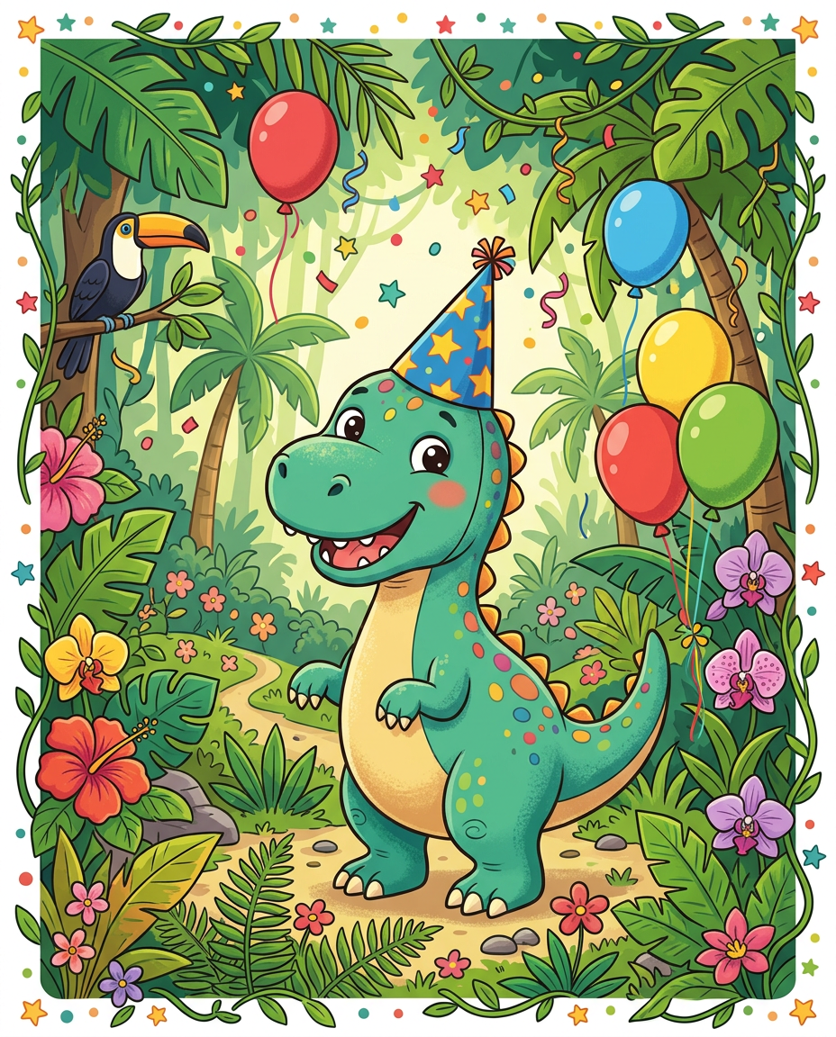 Dino Roar - kids birthday card invitation design preview