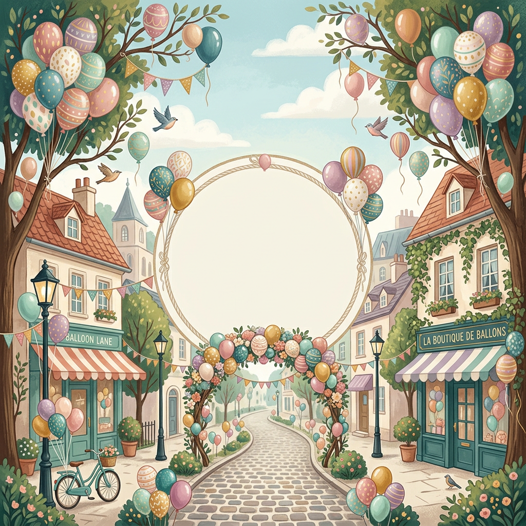 Balloon Lane - birthday card invitation design preview