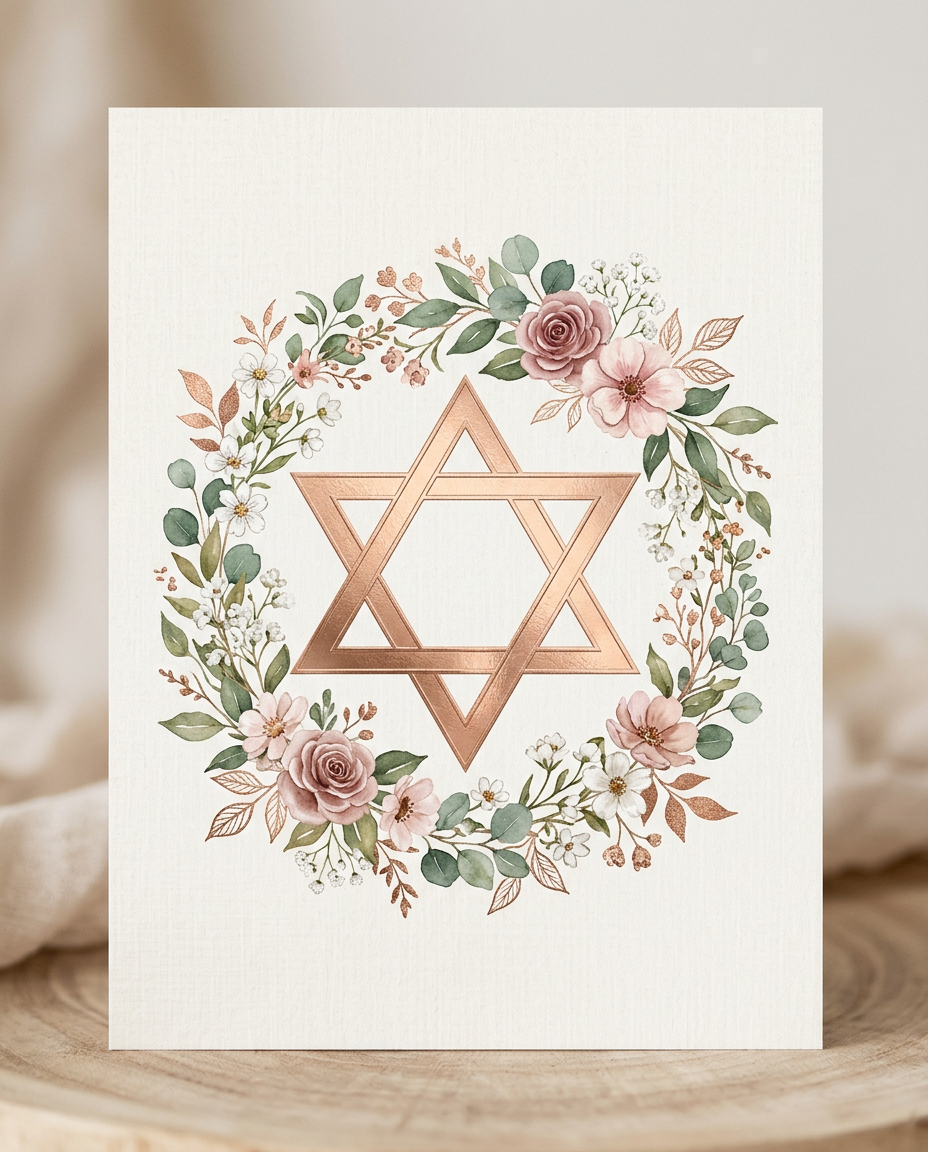 Rose Gold Mitzvah - bat mitzvah card invitation design preview