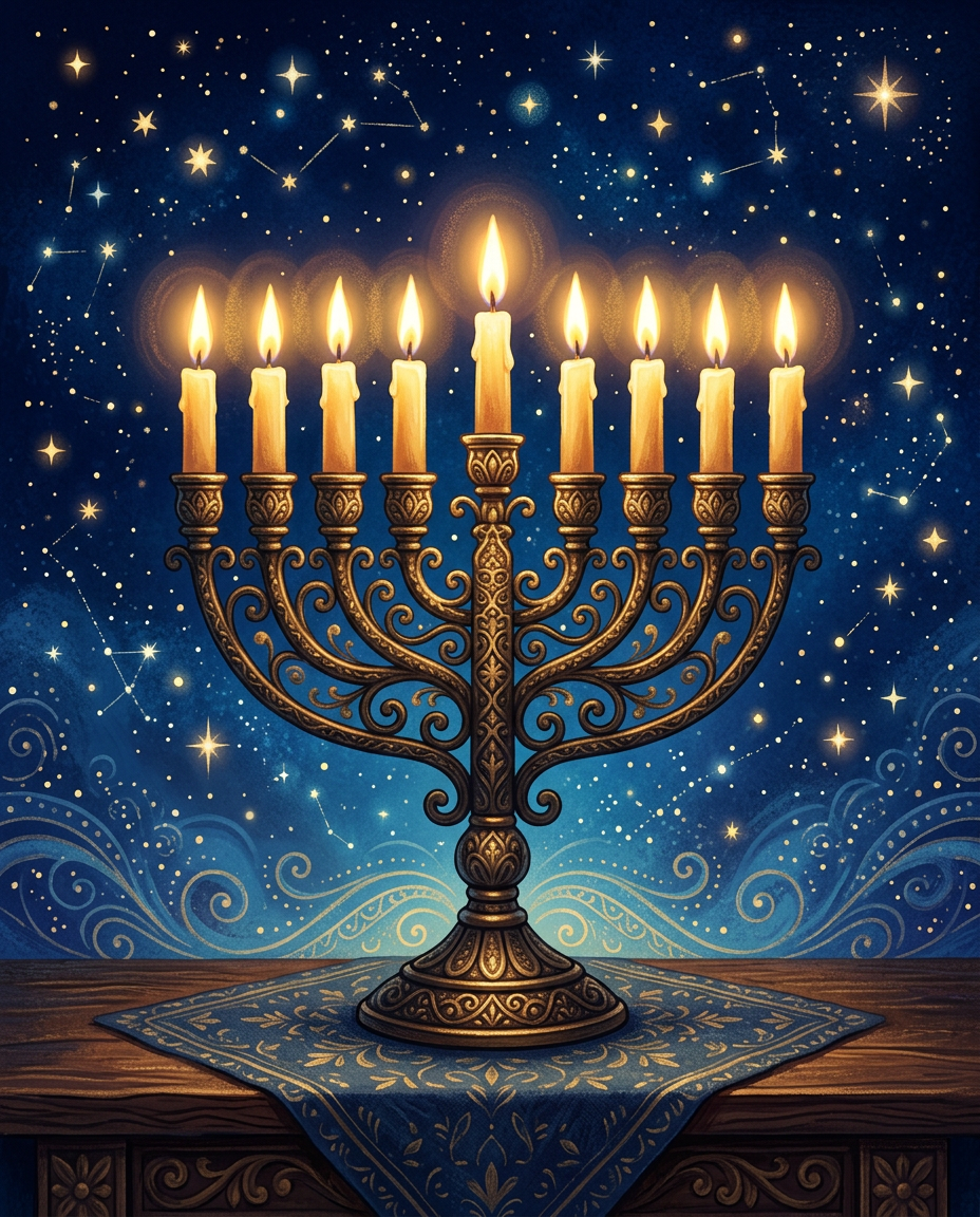 Menorah Glow - hanukkah greeting invitation design preview