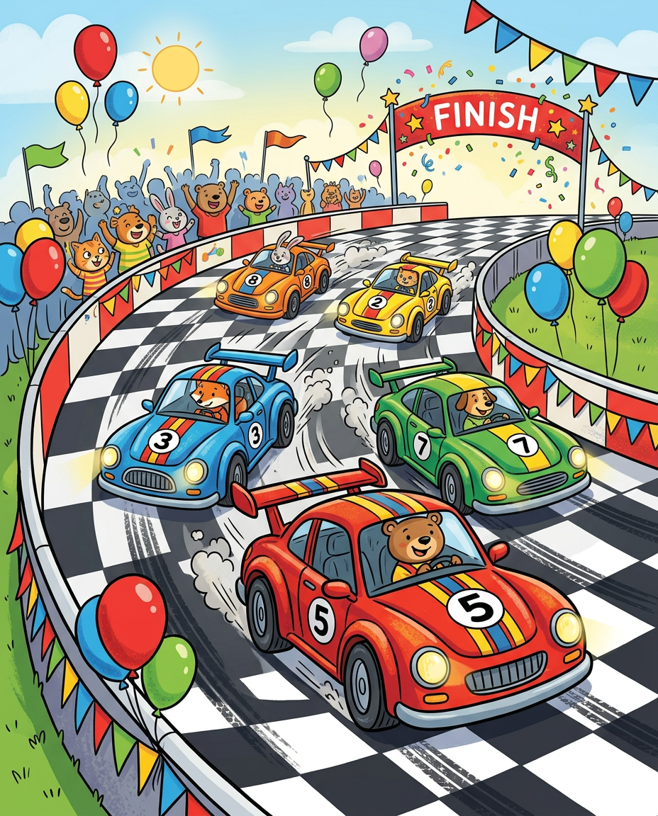 Race Track - kids birthday card invitation design preview