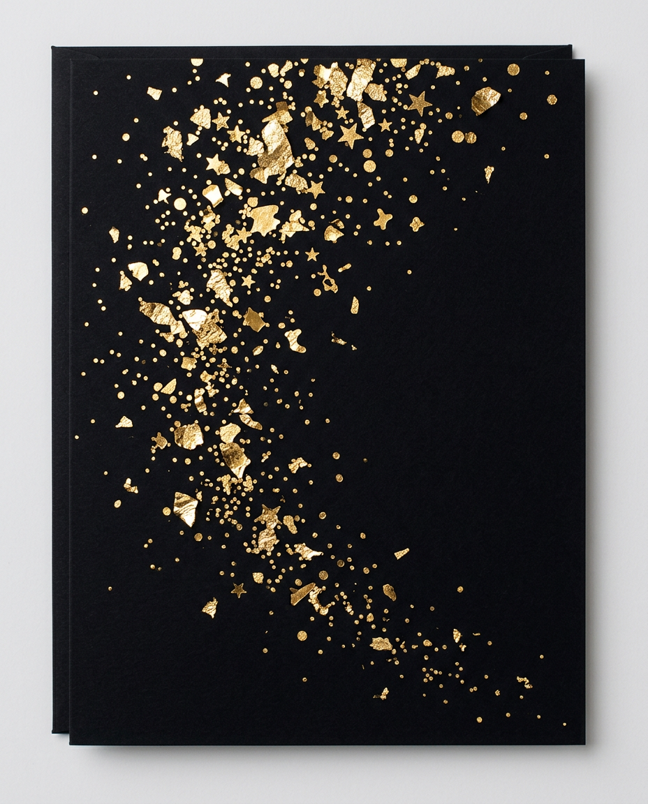 Golden Confetti - birthday card invitation design preview