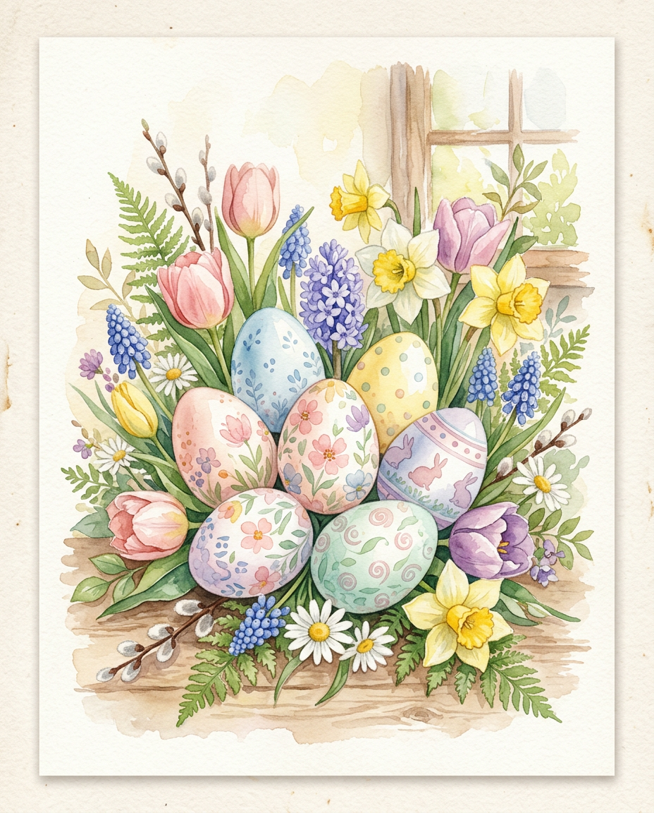 Spring Eggs - easter greeting invitation design preview