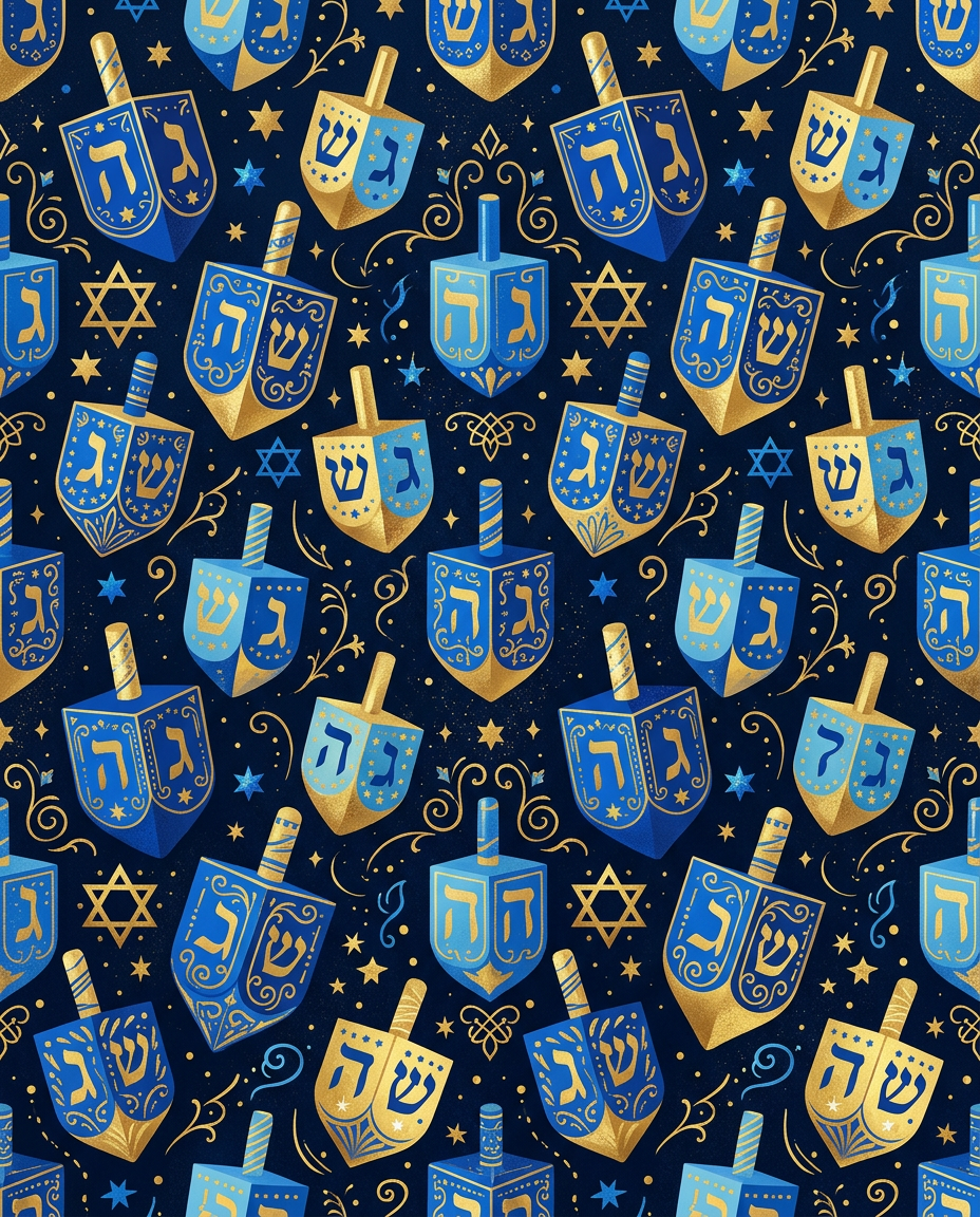 Blue and Gold - hanukkah greeting invitation design preview