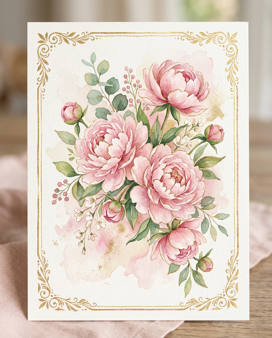 Blush Peony - bridal shower card invitation design preview