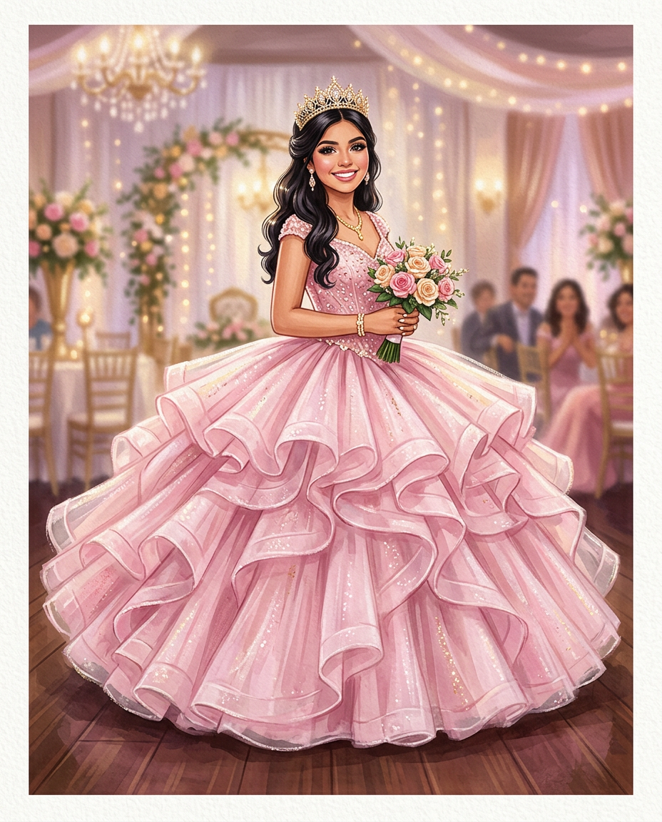 Pink Quince - quinceanera card invitation design preview