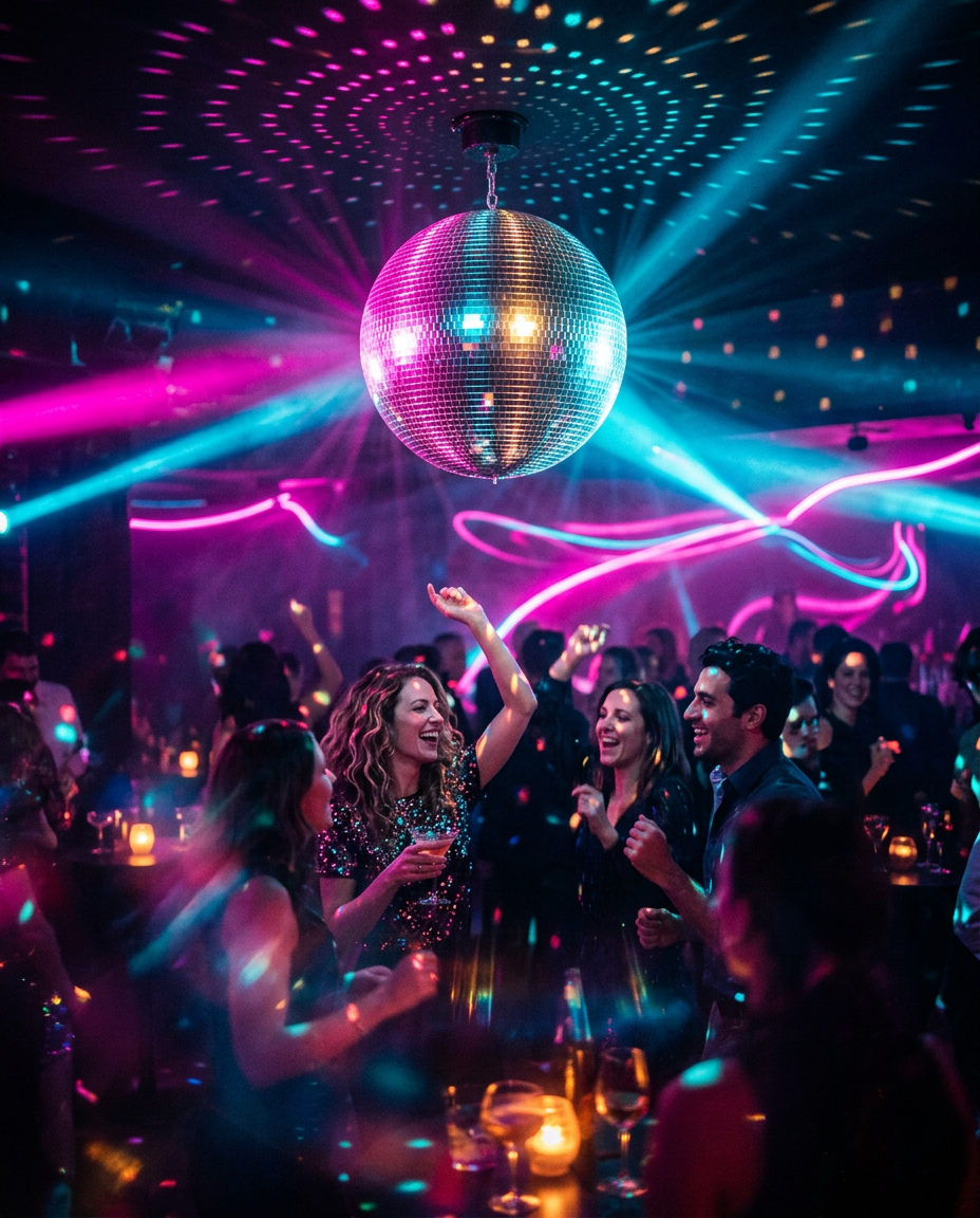 Neon Nights - birthday card invitation design preview