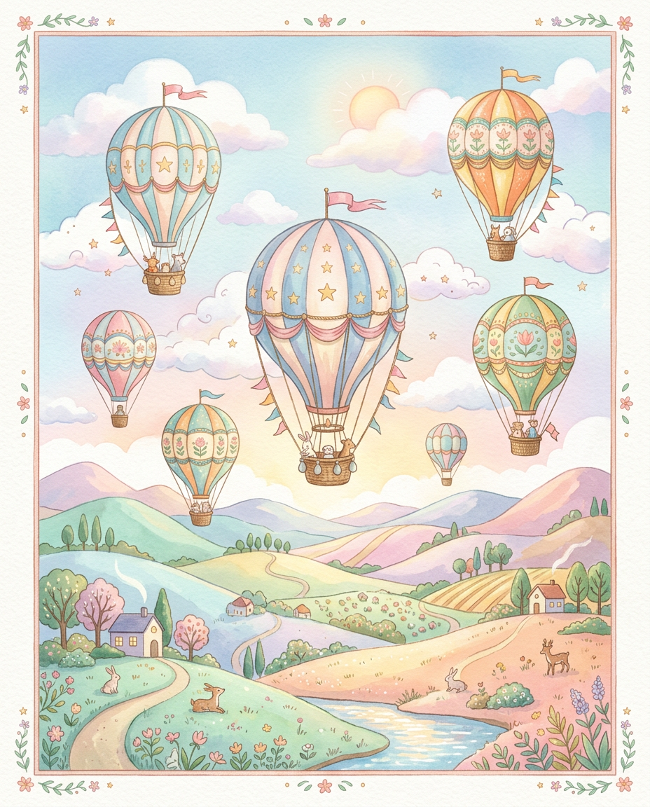 Hot Air Balloon - baby shower card invitation design preview