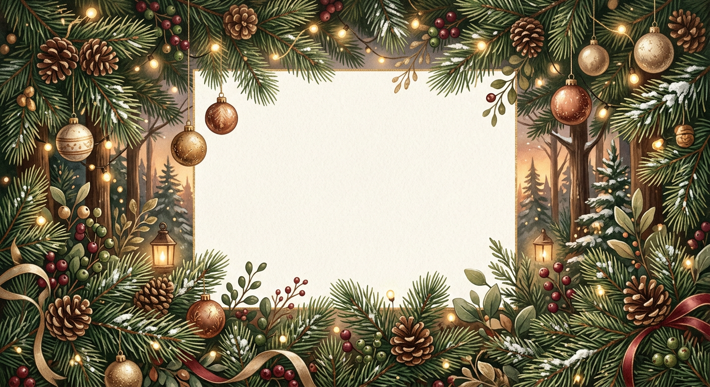 Christmas Pine - christmas greeting invitation design preview