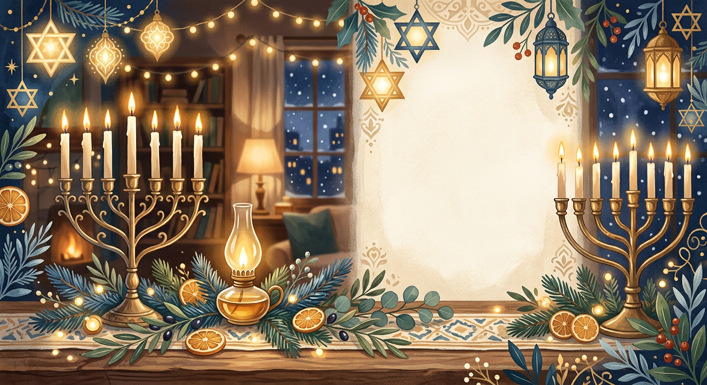 Hanukkah Lights - hanukkah greeting invitation design preview
