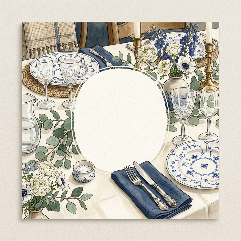 Dinner Party Linen - dinner party card invitation design preview