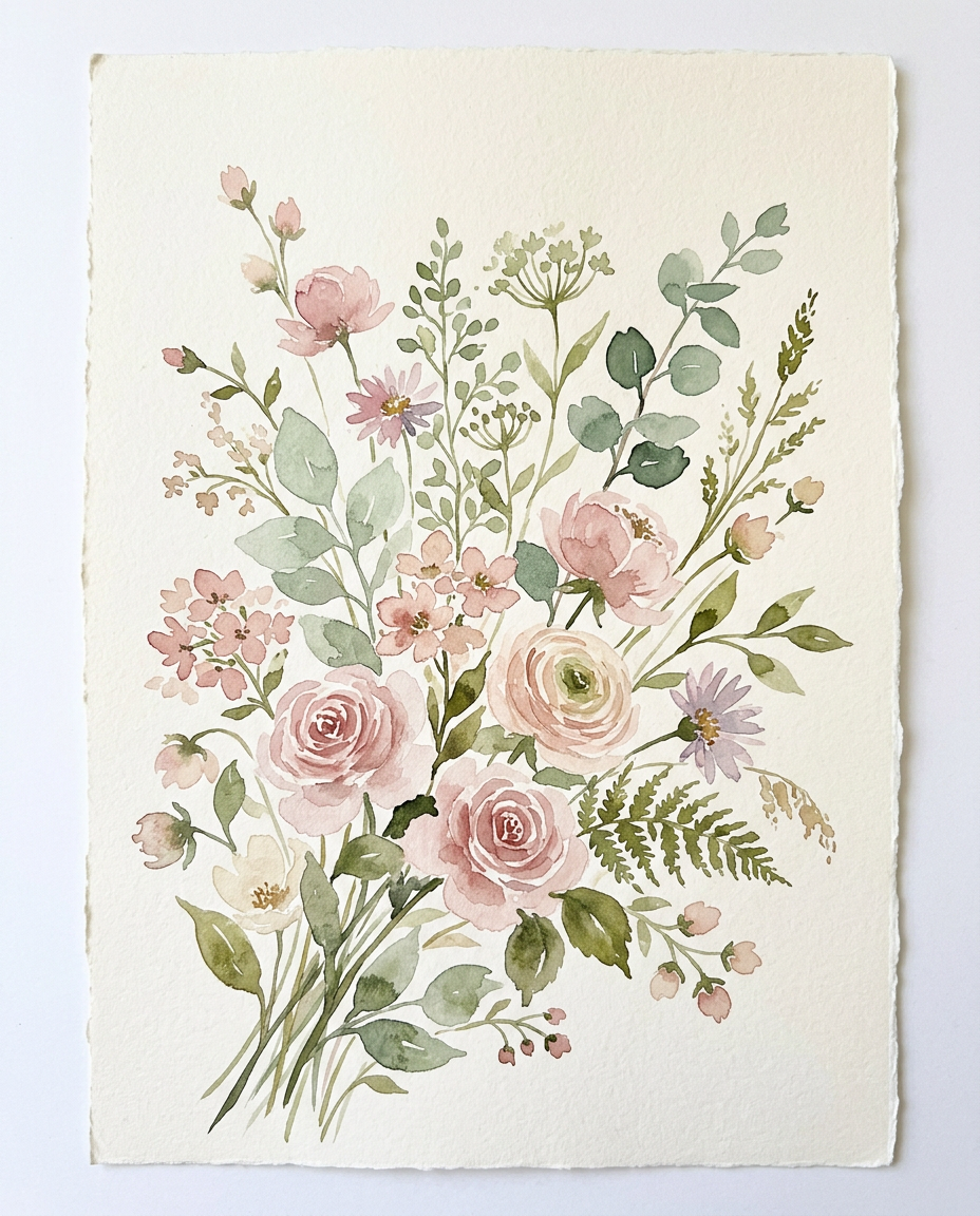 Wildflower Field - birthday card invitation design preview