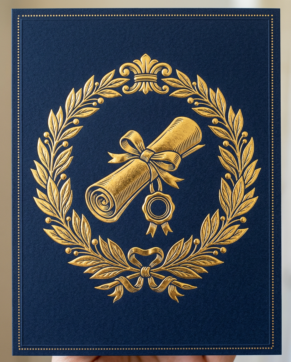 Golden Diploma - graduation card invitation design preview